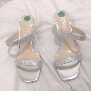 Silver Rhinestone Heel Sandals